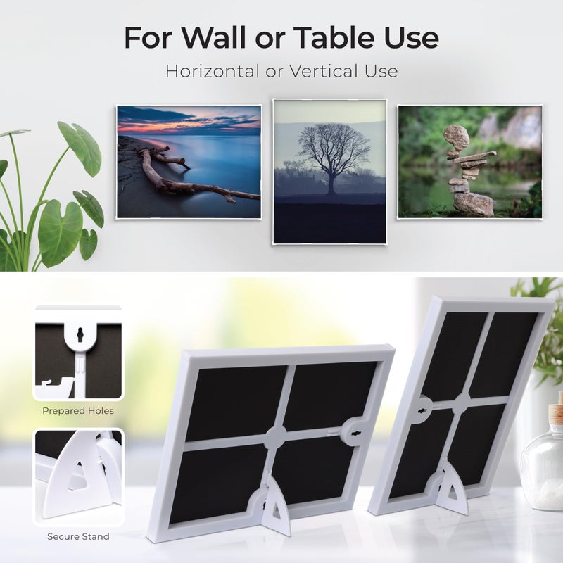 MANTELLO ESSENTIALS Front Loading White Picture Frame 8.5x11 - Set of 6 - Table Desk Wall hanging For Artwork - Certificates Diplomas - Family Gallery Multi Photo Frame - Image 5